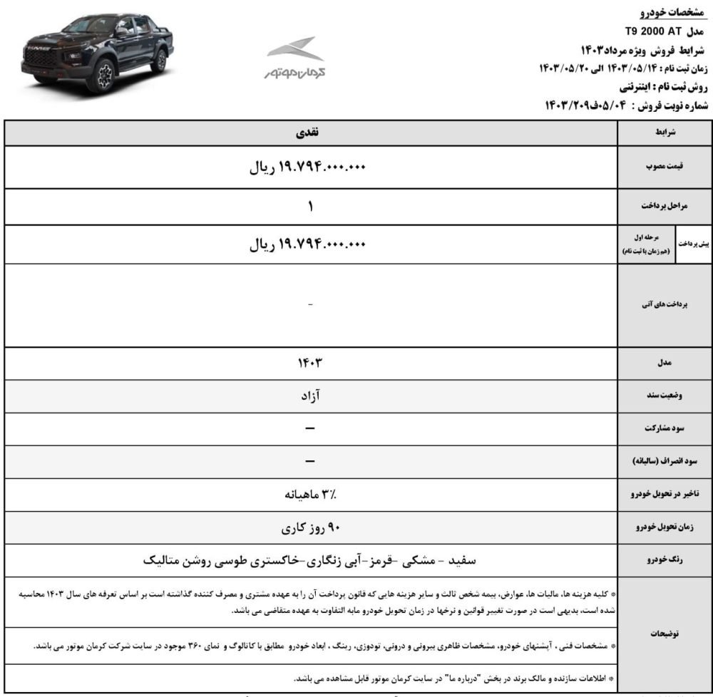کرمان موتور نقدی