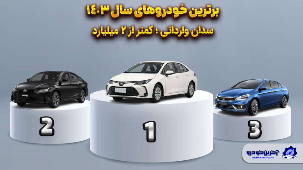 بهترین سدان وارداتی کمتر از 2 میلیارد تومان 1403