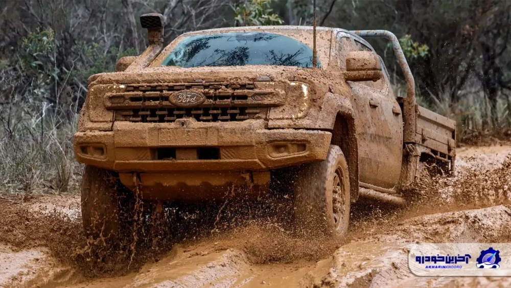 فورد رنجر سوپر دیوتی غرق در گل و لای ۶۰۰ کیلویی ؛ تست سنگین برای اثبات دوام واقعی